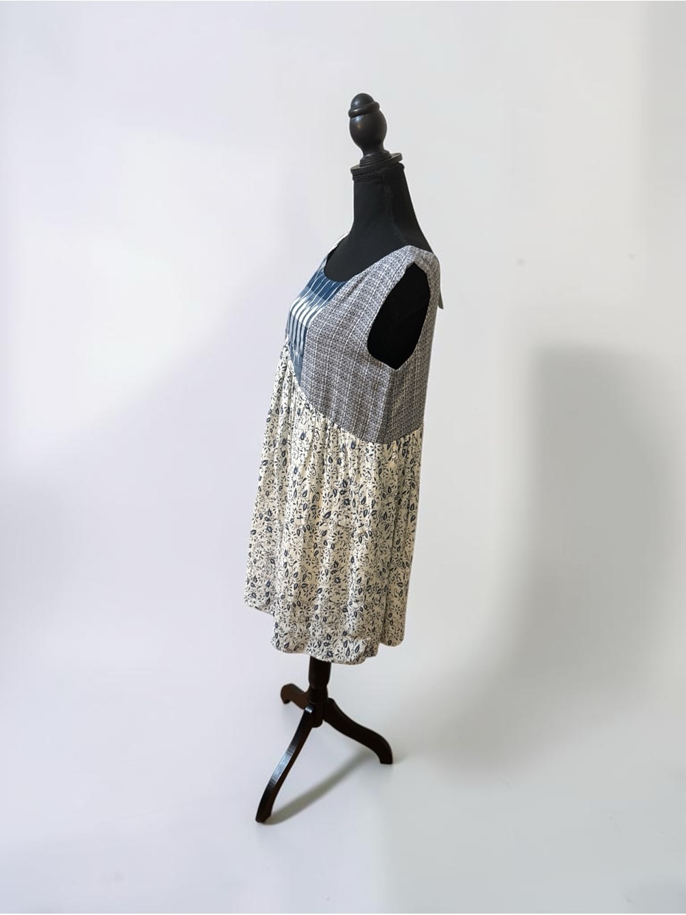 Anthropologie Holding Horses "Ivy" Blue Mixed Print Patchwork Swing Dress - Picture 3 of 6